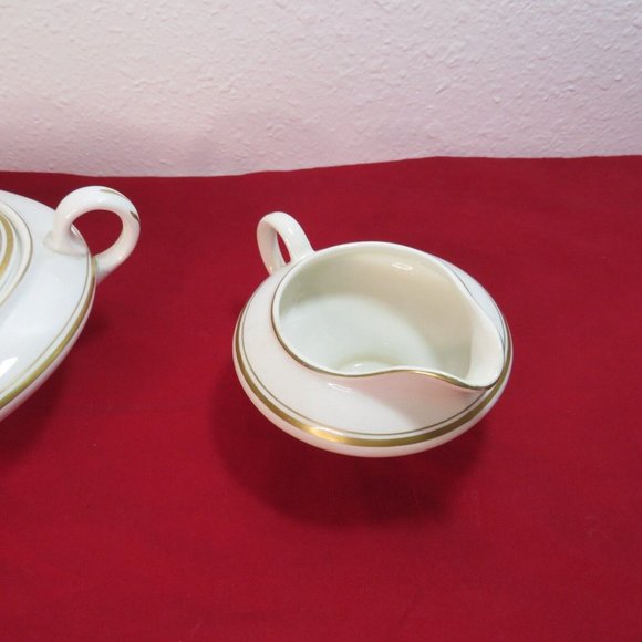 Vintage Ceramic Serving Bowl w/Lid & Gravy Boat Dish Bowl  K T & K Gold Trim - Picture 2 of 16